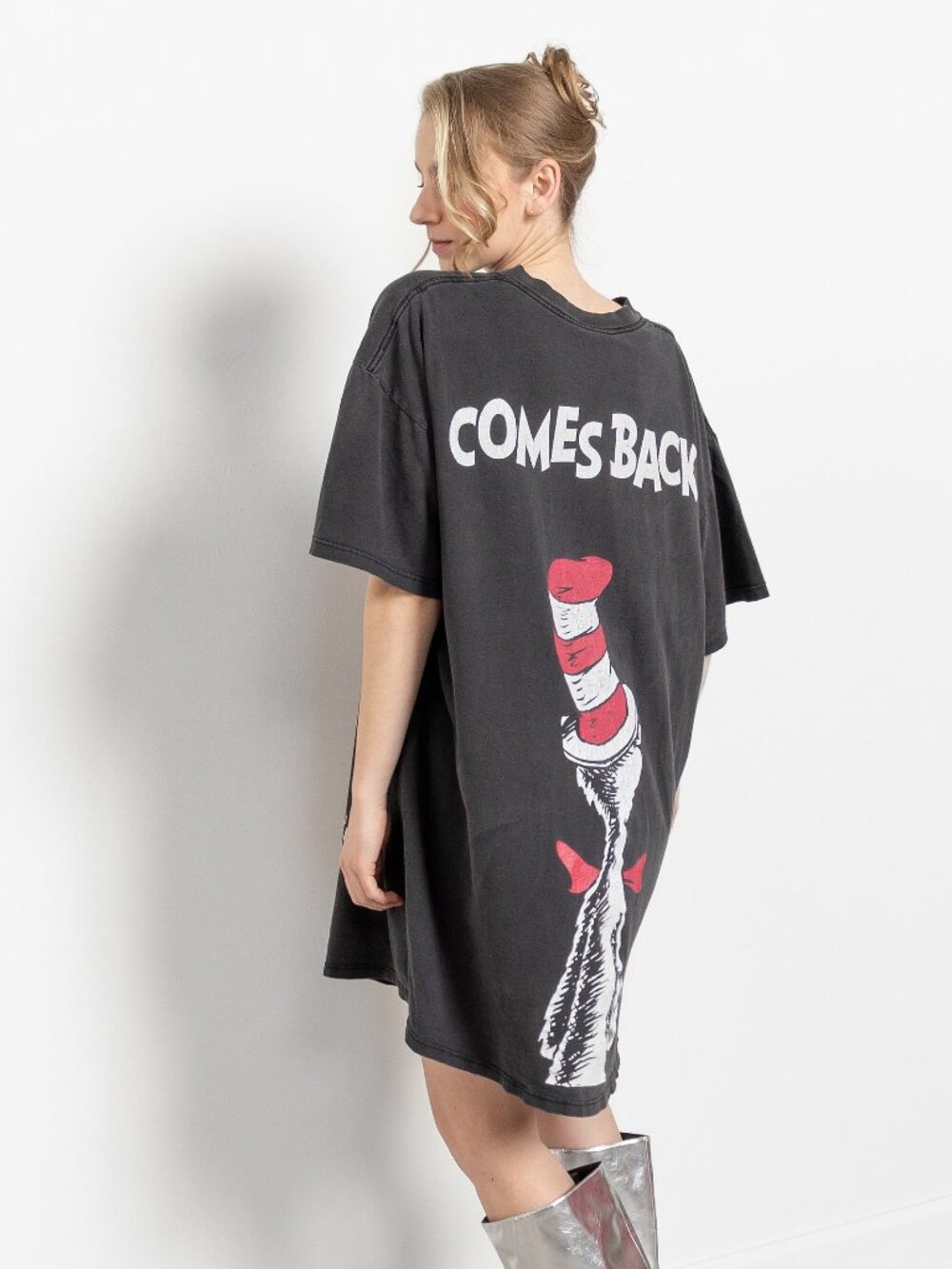 Vintage Cat In The Hat Oversized Graphic Tee Dress (Large) T-Shirt